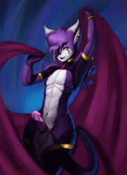 1boy 2013 anthro anthrofied black_lipstick cat_ears cat_humanoid cat_tail catboy crossdressing dancer dclzexon feline feline_humanoid femboy furry furry_only girly male male_only orange_eyes pink_penis purple_fur purple_hair trap