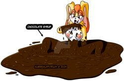 chocolate chocolate_syrup covered_in_chocolate female female_only licking naked_female nude sonic_(series) sonic_the_hedgehog_(series) vanilla_the_rabbit wam wet_and_messy