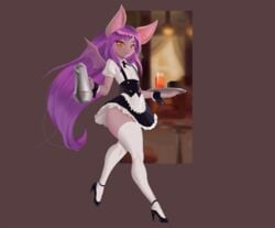 1boy anthro anthrofied bat bat_nose bat_wings crossdressing dclzexon femboy furry furry_only girly maid maid_outfit maid_uniform male male_only orange_eyes purple_hair trap