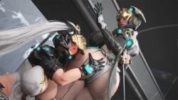 2girls 3d 3d_model ass ass_worship auditour big_ass big_breasts breasts bunny_(the_first_descendant) daz3d daz_studio female female_only helmet huge_ass huge_breasts tagme the_first_descendant valby_(the_first_descendant)