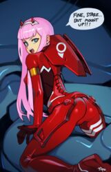 a1_pictures clothed clothing darling_in_the_franxx female female_only optionaltypo pink_hair solo solo_focus studio_trigger tagme zero_two_(darling_in_the_franxx)