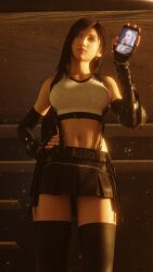 3d 3d_(artwork) 3d_background 3d_model 3d_render 8k clothed final_fantasy final_fantasy_vii final_fantasy_vii_rebirth final_fantasy_vii_remake hi_res highres kazworksnsfw phone_screen square_enix tifa_lockhart
