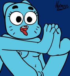 3_toes animated anthro belly_button breasts feet feline foot_fetish legs nicole_watterson nymous open_mouth smile soles tagme the_amazing_world_of_gumball toe_scrunch toes tongue_out vagina wiggling_toes