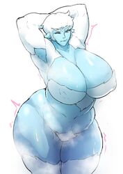 armpits donaught fur large_breasts overweight overweight_female pubic_hair white_fur white_hair yeti