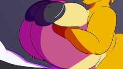 animated anthro areola areolae big_breasts black_nipples breasts female long_penis male mouth nipples original original_character paizuri paizuri_lead_by_female panting parfait_(plaga) penis plaga precum tagme tiger_girl titjob unseen_male_face