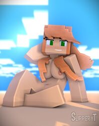 1girls 3d amber_green_(slipperyt) beach breasts clouds female freckles green_eyes horny_female humanoid large_breasts long_hair mine-imator minecraft nude orange_hair outside red_hair sand slipperyt smile solo tagme