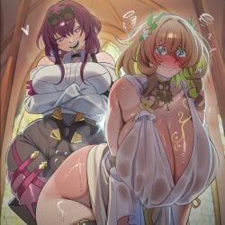 aglaea_(honkai:_star_rail) ai_generated breasts completely_nude female futa_on_female futanari honkai:_star_rail huge_ass huge_breasts intersex kafka_(honkai:_star_rail) light-skinned_female light-skinned_futa lovelyzen nude