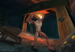 3d cgi erection helmet male male_only mine miner mining nude penis solo tredzan tredzan1 troll warcraft world_of_warcraft