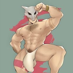 balls bara big_penis bulge chest_hair flaccid gijinka humanization humanized humanized_pokemon male male_only marowak muscles muscular nintendo penis pokemon scruffley skull solo solo_male