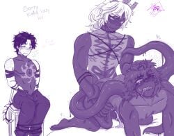 1x1x1x1_(forsaken) 3boys anime_style azure_(forsaken) bending_over bent_over betrayed_1x1x1x1 blush bodysuit boner buldge chained chained_collar chained_legs chained_up chained_wrists chains chair cheating cheating_(relationship) cheating_boyfriend closed_eyes crying cuckold cum dripping forsaken forsaken_(roblox) gay grab_hair grabbing_hair hard_cock hard_nipples hard_on hard_penis homosexual izukur0t137 male/male male_only male_penetrating nipples nipples_visible_through_clothing nonbinary on_bed pulling_hair roblox smirk tears tentacle tentacles_around_arms tentacles_on_male tied_to_chair tied_up twink two_time_(forsaken) unzipped unzipped_pants watching watching_sex