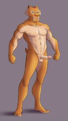 blue_sky_studios diego_(ice_age) erection felid feline green_eyes grey_background hi_res ice_age_(film) ice_age_(series) looking_at_viewer machairodontine male male_only mammal navel nude penis sabertooth_(disambiguation) simple_background standing zetsubouironfang