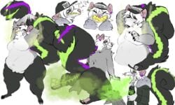 2019 anonymous anthro armpits artist ass bodily_fluids burping chubby clothed clothing dolor_voidsong facesitting fart fat female fur male mammal mephitid musk nude skunk_spray skunksum sniffing solo sweat