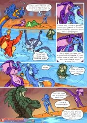 2025 abs alcohol annoyed anthro ass beverage big_breasts blue_body blue_scales breasts cobra comic cornelia_(zummeng) dialogue emery_(zummeng) english_text eyewear eyewear_only fangs female genitals glasses glasses_only green_body green_scales group hi_res ivy_(zummeng) jade_(zummeng) lying muscular muscular_anthro muscular_female navel nipples nude nude_anthro nude_female on_back on_front pool pubic_tattoo purple_body purple_scales red_body red_scales reptile ruby_(zummeng) scales scalie sibling_(lore) sister_(lore) sisters_(lore) snake speech_bubble tail tattoo teasing teeth text tongue tossing violet_(zummeng) vulva wearing_glasses wine zaphira_(zummeng) zummeng