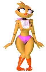 2019 3d absurd_res animatronic anthro avian barely_visible_genitalia barely_visible_pussy bird bodily_fluids breasts chica_(fnaf) chicken clothed clothing female five_nights_at_freddy's galliform gallus_(genus) genital_fluids hi_res machine nipples peeing phasianid pussy robot smile solo thebunwiththescarf toy_chica_(fnaf) urine video_games watersports wetting