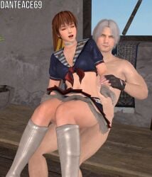 1boy 1girls dante_(devil_may_cry) danteace69 dead_or_alive devil_may_cry kasumi_(doa) nude sex