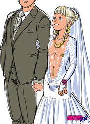 1femboy 2boys androgynous blonde_hair blue_eyes bride bulge crossdressing ethan_(tekuho) femboy femboy_bride feminine_male girly male male_bride male_only male_wife navel nipple_ring penis_bulge piercings tekuho trap trap_bride wedding_dress wedding_veil