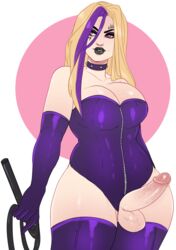 1futa 2019 balls big_breasts big_penis black_lipstick blonde_hair borrowed_character breasts cadence_delacroix clothed color commission curvy dickgirl dominatrix erection eyeshadow futa_only futanari goth intersex lady_amaranthine large_breasts long_hair penis pink_eyes purple_hair simple_background two_tone_hair veiny_penis whip wide_hips