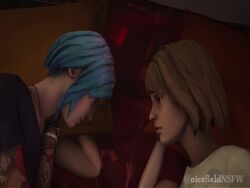 2girls 3d animated bed blue_hair brown_hair chloe's_bedroom chloe_price dyed_hair female female_only french_kiss kissing life_is_strange max_caulfield mp4 nicefield nicefieldnsfw pricefield sfm sleeping sound source_filmmaker sucking tattoo tattoos video watching yuri