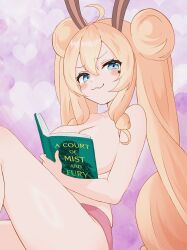 1girls book briatcookiebox indie_virtual_youtuber nude reading underwear virtual_youtuber