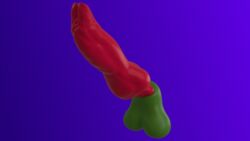 1boy 3d alien animal_penis balls ballsack disembodied_penis green_skin knot male male_only partial_male penis penis_focus penis_only red_penis scrotum sheath solo testicles unusual_penis