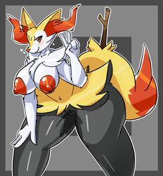 1girls 2019 4_fingers anthro anthrofied areola areolae belly big_ass big_breasts big_ears big_tail black_fur bottom_heavy braixen breasts canine female female_only fox furry grey_background half-closed_eyes heart hi_res huge_ass huge_breasts inner_ear_fluff inverted_nipples large_areolae large_ass large_breasts lime09 looking_at_viewer mammal navel nintendo nipples nude orange_eyes orange_fur original_character pokémon_(species) pokemon pokemon_(species) pokemon_xy pokemorph pussy smile solo standing stick tail thick_thighs thigh_gap v video_games white_border white_fur wide_hips yellow_fur