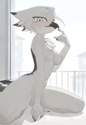 ai-created ai_art ai_generated anthro anthro_female avian avian_humanoid balcony beak beige_fur beige_hair bird bird_girl brown_beak completely_naked completely_nude completely_nude_female feathers fur furry furry_female furry_only hfketr kaltespur kaltespurstyle kneeling lorenzo_(royluna) medium_breasts morning naked naked_female nipples nude nude_anthro nude_female pseudo_hair seductive short_hair solo solo_female solo_focus yellow_eyes