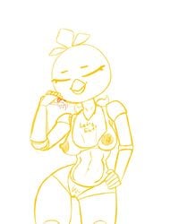 animatronic bib breasts chica_(fnaf) chicken eating female five_nights_at_freddy's furry notarealdoctor pizza pussy robot vagina