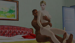 3d barefoot bed bedroom big_breasts blonde_hair breast_grab breasts curvy dark-skinned_male dark_skin female human interracial jill_valentine jill_valentine_(blonde) josh_stone light-skinned_female long_hair male naked nude nude_female nude_male resident_evil resident_evil_5 sex sitting_on_lap sitting_on_penis straight