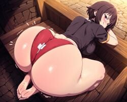 ai ai_generated arched_back ass astrawaifu bent_over big_ass big_breasts big_butt booty brown_hair curvy curvy_ass curvy_body curvy_female curvy_hips dat_ass huge_ass kono_subarashii_sekai_ni_shukufuku_wo! large_ass large_breasts light-skinned_female looking_at_viewer looking_back mature_female megumin panties red_eyes round_ass smiling_at_viewer smirk thick_hips thick_thighs