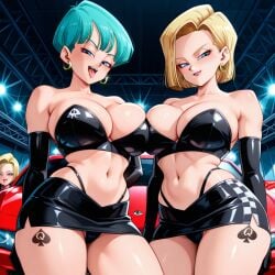 2girls ai_generated android_18 bulma_(dragon_ball) qos qos_tattoo