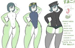 1cuntboy alternate_costume alternate_hairstyle character_sheet cuntboy egg frog goggles green_hair green_skin intersex lips long_tongue marbletemples no_nose orange_eyes plump_lips pussy school_uniform shorts socks sumiko_(marbletemples) swimsuit thick_thighs thighhighs webbed_hands white_skin