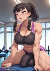 2025 abs ai ai_art ai_generated bulge bulge_through_clothing bulge_under_clothes color colored fire_force maki_oze muscular muscular_arms muscular_female muscular_futa muscular_thighs osirix oze_maki self_upload stable_diffusion sweat