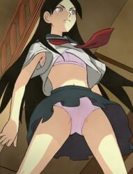 00s 1girls 2000s 2009 armpit_peek armpits asian asian_female bangs bikini black_hair bra detailed_background female female female_focus female_only from_below frown frowning gray_eyes grey_eyes haruyama_kazunori japanese_female kitsu_chiri lingerie long_hair looking_away loose_clothes panties pantyshot parted_bangs perspective pink_bikini pink_bra pink_panties pink_underwear red_tie revealing_clothes sayonara_zetsubou_sensei school_uniform schoolgirl seifuku serafuku skirt source_not_archived tie underwear uniform upskirt very_long_hair