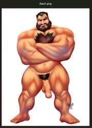 balls bara big_ass big_balls big_breasts big_butt big_penis breasts cock daddy dilf exposed_breasts gay hair huge_ass huge_breasts huge_cock male miraculous_ladybug muscular penis pubic_hair raul_bruel sex simple_background solo