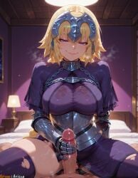 1boy 1girls 2025 ai_generated anime anime_girl anime_style arisua armor armored_dress artist_name bangs big_breasts blonde_hair blush braid breasts breasts chains cowgirl_position curvy curvy_body curvy_female dress erection fate/grand_order fate_(series) faulds female gauntlets handjob headpiece hi_res high_quality high_res high_resolution highres indoors jeanne_d'arc jeanne_d'arc_(fate) jeanne_d'arc_(ruler)_(fate) large_breasts long_braid long_hair looking_at_viewer metal_collar patreon patreon_username penis pov purple_dress purple_eyes single_braid skindentation smile solo_focus straddling straight thighhighs thighs torn_clothes uncensored very_long_hair watermark