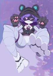 4_toes android android_girl bare_legs cat_paws feet feet_up foot_fetish foot_focus half_naked hoodie humanoid imminent_footjob linjian71143812 murder_drones panties paw_gloves robot_girl spread_legs toes uzi_(murder_drones) white_panties white_socks wink