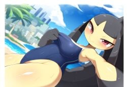 ai_generated beach freely_w_dog mawile pokemon pokemon_(species) pokemon_rse swimsuit swimwear