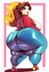 ai_generated ass big_ass blazer booty breasts huge_ass huge_breasts jeans lubbasdump massive_ass nintendo pauline simple_background wide_hips