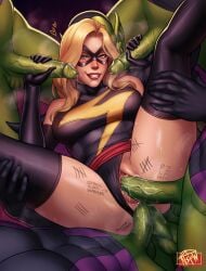 1girls 2dnsfw 2dswirl 6boys alien alien_humanoid alien_male anal black_gloves black_mask black_thighhighs blonde_hair blue_eyes carol_danvers domino_mask double_anal gloves green_skin marvel marvel_comics orgy red_lips red_sash sixsome skrull tally_marks thighhighs triple_penetration vaginal_penetration writing_on_body