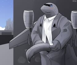 absurd_res aircraft aircraft_humanoid anthro blush bodily_fluids bottomwear clothing erection foreskin genital_fluids genitals hi_res ivxair3p living_aircraft living_machine living_vehicle machine male not_furry pants penile penis solo suit vehicle wings