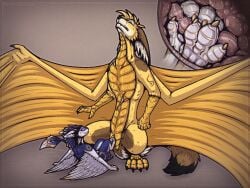 animal_genitalia anthro anthro_on_feral avali claws close-up dragon duo etis feathers feet female female_on_feral feral finger_claws foot_fetish foot_play footjob fur genital_slit genitals hi_res internal internal_footjob kiry male male/female mythological_creature mythological_scalie mythology paws penis scales scalie scar sex shadarrius size_difference slit_play smaller_female toe_claws wings zoophilia