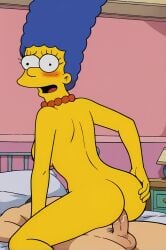 ai_generated ass ass cowgirl_position hands_on_ass marge_simpson nude penis riding riding_penis the_simpsons