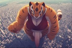 ai_generated anthro dreamworks futanari giantess high_angle_view kung_fu_panda macro master_tigress