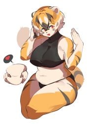 big_breasts breasts chubby feline female furry huge_breasts mx99926 tagme thick_thighs tiger tiger_girl wide_hips