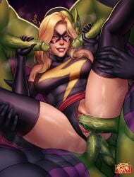 1girls 2dnsfw 2dswirl 6boys alien alien_humanoid alien_male anal black_gloves black_mask black_thighhighs blonde_hair blue_eyes carol_danvers domino_mask double_anal gloves green_skin marvel marvel_comics orgy red_lips red_sash sixsome skrull thighhighs triple_penetration vaginal_penetration