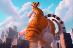 ai_generated backsack backside ballsack dreamworks futanari giantess kung_fu_panda low-angle_view master_tigress perchance_ai