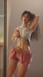 1girls 3d 3d_(artwork) 3d_background 3d_model 3d_render 8k boobs_and_butt_pose boobs_out breasts breasts_out capcom fatal_fury fatal_fury:_city_of_the_wolves female female_focus female_only hi_res highres kazworksnsfw king_of_fighters mai_shiranui scratching self_upload shorts solo solo_female solo_focus street_fighter street_fighter_6 stretching t-shirt yawning yawning_position