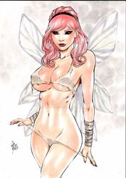 1girls 2017 abstract_background bandages belly_button big_breasts bikini black_hairband black_sclera bra breasts busty cleavage curvaceous curvy dated deviantart distracting_watermark ed_benes_studio eyeshadow fairy_wings female female_only grey_bikini grey_bra grey_panties hairband hands_in_panties homo_superior human lanio_sena large_breasts long_hair makeup marvel marvel_comics mascara megan_gwynn midriff mutant nail_polish navel orange_eyes orange_pupils panties panty_pull panty_stretch panty_tug pink_eyebrows pink_hair pinup pixie pixie_(x-men) red_lips red_lipstick red_nail_polish red_nails signature solo stomach superheroine thick_thighs thighs thighs_together translucent_wings voluptuous watermark wings x-men