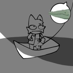 1:1 anthro ass balls boat bottomless cetacean checkered checkered_clothing checkered_shirt checkered_topwear cheek_tuft clothed clothing erection facial_tuft fish fishing fishing_line fluffy fur genitals greyscale knot lake male mammal marine monochrome outside pattern_clothing pattern_shirt pattern_topwear penis scab_(character) scab_nsfw shirt smile solo teeth topwear tuft vehicle water watercraft webfishing whale worried