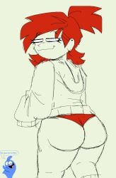 big_ass big_butt eyelashes foster's_home_for_imaginary_friends frankie_foster hoodie looking_at_viewer panties red_hair self_upload sketch thick_thighs thighs